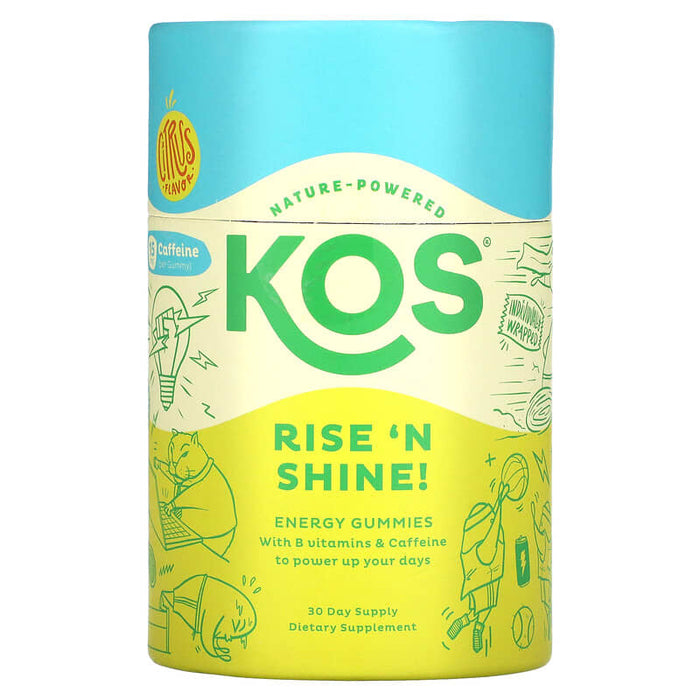 KOS, Rise 'N Shine Energy Gummies, Citrus, 30 Gummies
