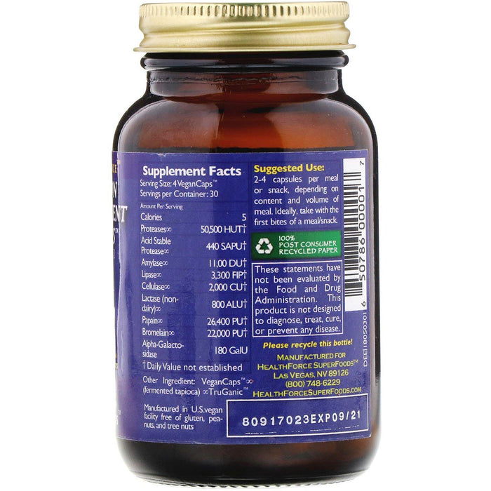 HealthForce Superfoods, Digestion Enhancement Enzymes, 120 VeganCaps - HealthCentralUSA