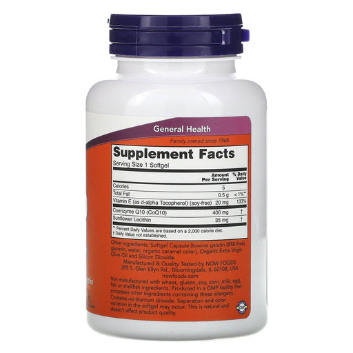 Now Foods, CoQ10, 400 mg, 60 Softgels - HealthCentralUSA
