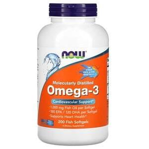 Now Foods, Molecularly Distilled Omega-3, 200 Fish Softgels - HealthCentralUSA
