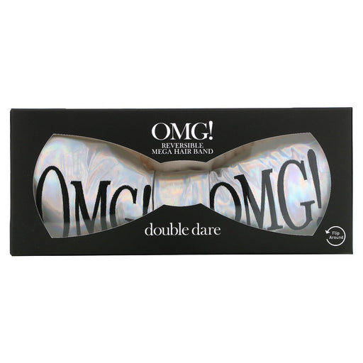 Double Dare, OMG! Reversible Mega Hair Band, White Plush & Rainbow Platinum, 1 Piece - HealthCentralUSA