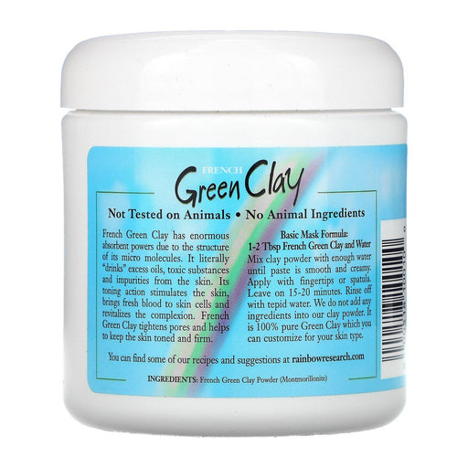 Rainbow Research, French Green Clay, Beauty Facial Treatment Mask, 8 oz (225 g) - HealthCentralUSA