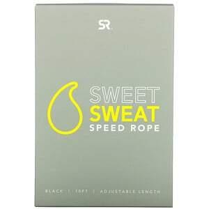 Sports Research, Sweet Sweat Speed Rope, Black, 1 Jump Rope - HealthCentralUSA