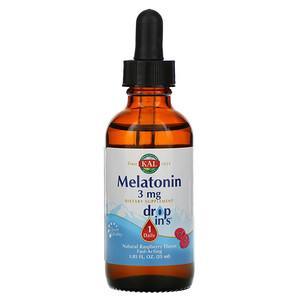 KAL, Melatonin, Natural Raspberry Flavor, 3 mg, 1.85 fl oz (55 ml) - HealthCentralUSA