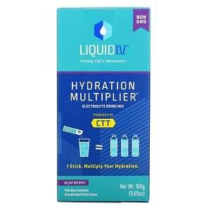 Liquid I.V., Hydration Multiplier, Electrolyte Drink Mix, Acai Berry, 10 Stick Packs, 0.56 oz (16 g) Each - HealthCentralUSA