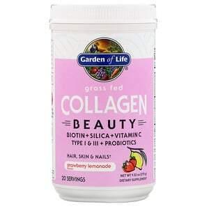 Garden of Life, Grass Fed Collagen Beauty, Strawberry Lemonade, 9.52 oz (270 g) - HealthCentralUSA
