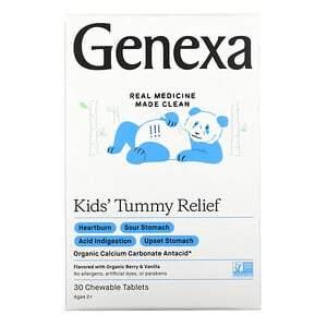 Genexa, Kid's Tummy Relief, Ages 2+, Organic Berry & Vanilla, 30 Chewable Tablets - HealthCentralUSA