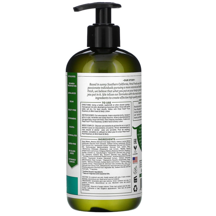 Petal Fresh, Pure, Energizing Bath & Shower Gel, Rosemary & Mint, 16 fl oz (475 ml) - HealthCentralUSA