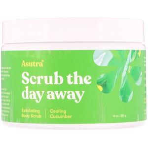 Asutra, Scrub The Day Away, Exfoliating Body Scrub, Cooling Cucumber, 12 oz (350 g) - HealthCentralUSA