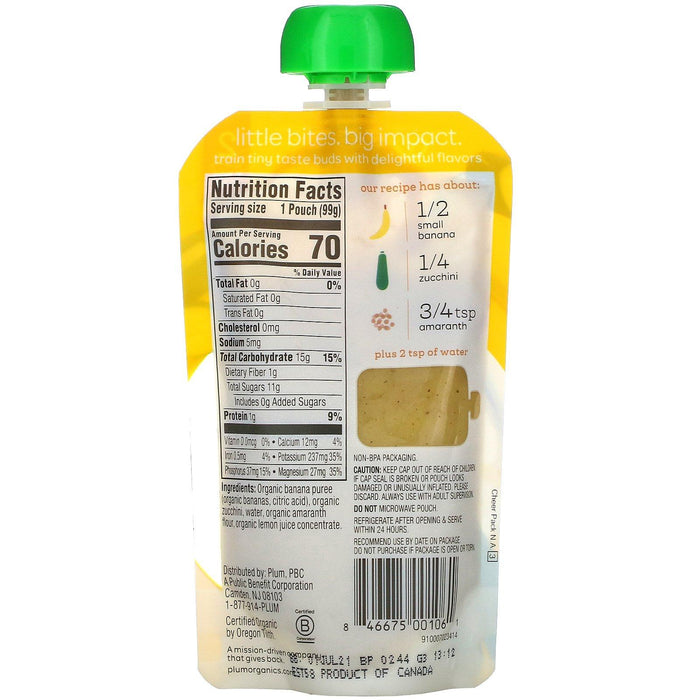 Plum Organics, Organic Baby Food, Stage 2, Banana, Zucchini & Amaranth, 3.5 oz (99 g) - HealthCentralUSA
