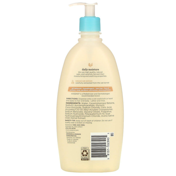 Aveeno, Baby, Daily Moisture Wash & Shampoo, Lightly Scented, 18 fl oz (532 ml) - HealthCentralUSA