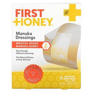 First Honey, Manuka Dressings, 6 Adhesive Bandages - HealthCentralUSA