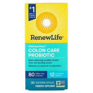 Renew Life, Ultimate Flora, Colon Care Probiotic, 80 Billion Live Cultures, 30 Vegetarian Capsules - HealthCentralUSA