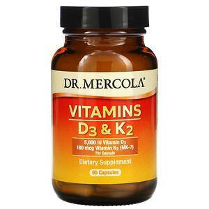 Dr. Mercola, Vitamins D3 & K2, 90 Capsules - HealthCentralUSA