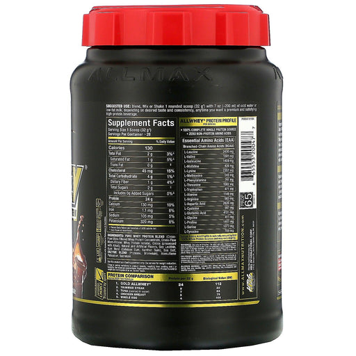ALLMAX Nutrition, AllWhey Gold, 100% Whey Protein + Premium Whey Protein Isolate, Chocolate, 2 lbs (907 g) - HealthCentralUSA