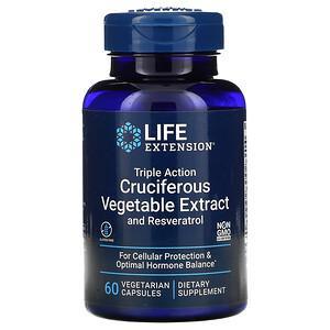 Life Extension, Triple Action Cruciferous Vegetable Extract with Resveratrol, 60 Vegetarian Capsules - HealthCentralUSA