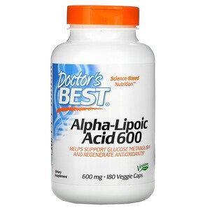 Doctor's Best, Alpha-Lipoic Acid 600, 600 mg, 180 Veggie Caps - HealthCentralUSA