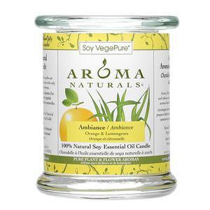 Aroma Naturals, Soy VegePure, 100% Natural Soy Essential Oil Candle, Ambiance, Orange & Lemongrass, 8.8 oz (260 g) - HealthCentralUSA