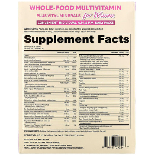 Dr. Mercola, Whole-Food Multivitamin Plus Vital Minerals for Women, A.M. & P.M. Daily Packs, 30 Dual Packs - HealthCentralUSA