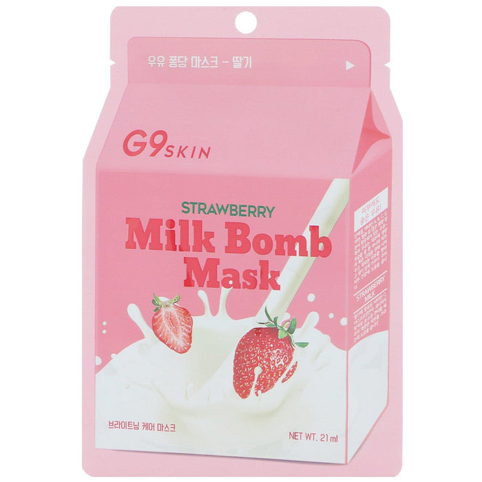 G9skin, Strawberry Milk Bomb Beauty Mask, 5 Sheets, 21 ml Each - HealthCentralUSA