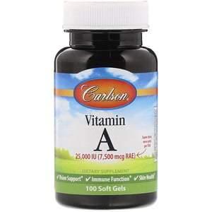 Carlson Labs, Vitamin A, 25,000 IU, 100 Soft Gels - HealthCentralUSA
