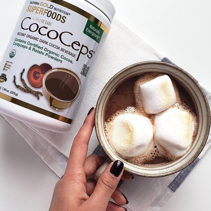 California Gold Nutrition, SUPERFOODS - CocoCeps, Organic Cocoa, Cordyceps & Reishi, 7.93 oz (225 g) - HealthCentralUSA