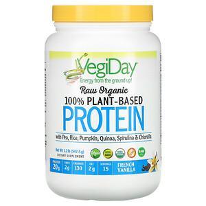 Natural Factors, Raw Organic 100% Plant-Based Protein, French Vanilla, 1.2 lb (547.5 g) - HealthCentralUSA