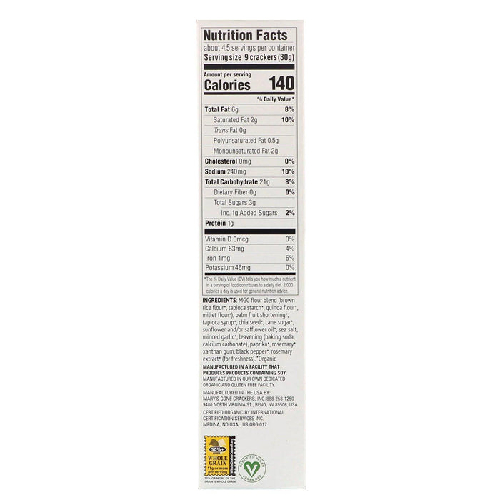 Mary's Gone Crackers, Real Thin Crackers, Garlic Rosemary, 5 oz (141 g) - HealthCentralUSA