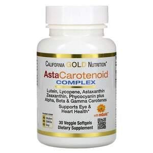 California Gold Nutrition, AstaCarotenoid Complex, Lutein, Lycopene, Astaxanthin Complex, 30 Veggie Softgels - HealthCentralUSA