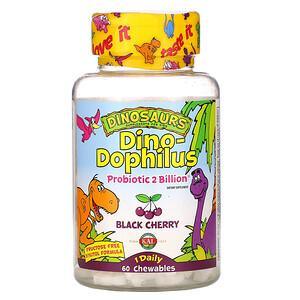 KAL, Dinosaurs, Dino-Dophilus, Black Cherry, 60 Chewables - HealthCentralUSA