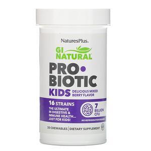 Nature's Plus, GI Natural Probiotic Kids, Delicious Mixed Berry Flavor, 7 Billion CFU, 30 Chewables - HealthCentralUSA