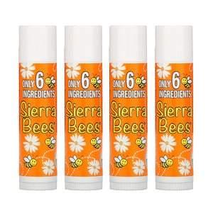 Sierra Bees, Organic Lip Balms, Tangerine Chamomile, 4 Pack, .15 oz (4.25 g) Each - HealthCentralUSA