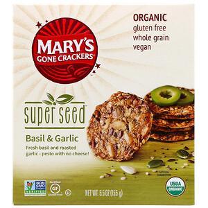 Mary's Gone Crackers, Super Seed Crackers, Basil & Garlic, 5.5 oz (155 g) - HealthCentralUSA