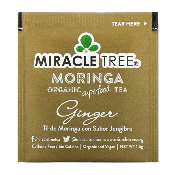 Miracle Tree, Moringa Organic Superfood Tea, Ginger, Caffeine Free, 25 Tea Bags, 1.32 oz (37.5 g) - HealthCentralUSA