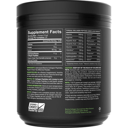 Sports Research, Collagen Peptides, Hydrolyzed Type I & III, Matcha Green Tea, 10.16 oz (288 g) - HealthCentralUSA