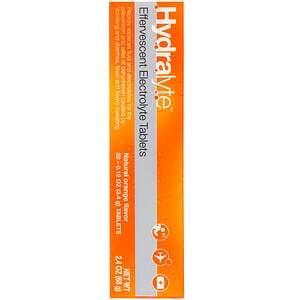 Hydralyte, Effervescent Electrolyte, Natural Orange Flavor, 20 Tablets, 2.4 oz (68 g) - HealthCentralUSA
