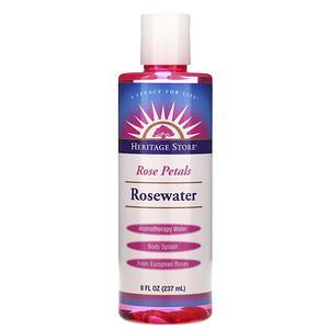 Heritage Store, Rosewater, Aromatherapy Water, Rose Petals, 8 fl oz (237 ml) - HealthCentralUSA