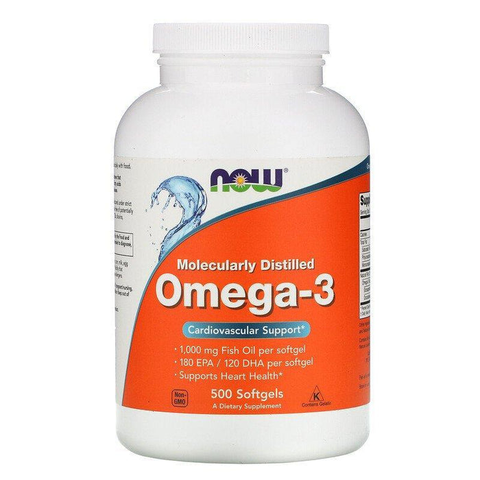 Now Foods, Molecularly Distilled Omega-3, 500 Softgels - HealthCentralUSA