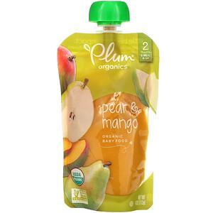 Plum Organics, Organic Baby Food, Stage 2, Pear & Mango, 4 oz (113 g) - HealthCentralUSA