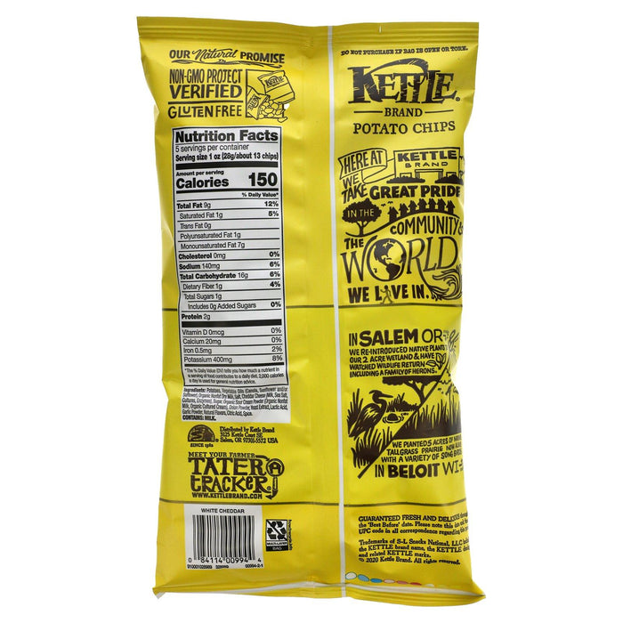 Kettle Foods, Potato Chips, White Cheddar, 5 oz (141 g) - HealthCentralUSA