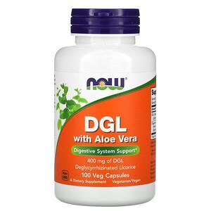 Now Foods, DGL with Aloe Vera, 400 mg, 100 Veg Capsules - HealthCentralUSA