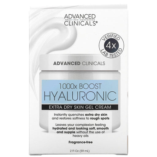 Advanced Clinicals, Hyaluronic, Extra Dry Skin Gel Cream, 2 fl oz (59 ml) - HealthCentralUSA