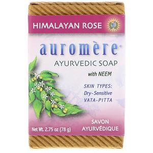 Auromere, Ayurvedic Soap, With Neem, Himalayan Rose, 2.75 oz (78 g) - HealthCentralUSA
