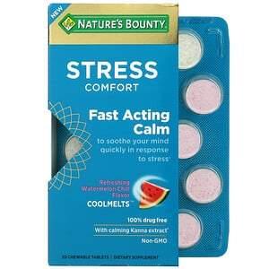 Nature's Bounty, Stress Comfort Coolmelts, Fast Acting Calm, Refreshing Watermelon Chill, 20 Chewable Tablets - HealthCentralUSA