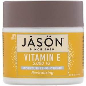 Jason Natural, Revitalizing Vitamin E Moisturizing Creme, 5,000 IU, 4 oz (113 g) - HealthCentralUSA