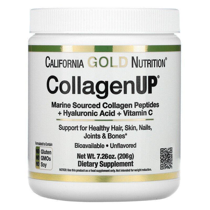 California Gold Nutrition, CollagenUP, Marine Hydrolyzed Collagen + Hyaluronic Acid + Vitamin C, Unflavored, 7.26 oz (206 g) - HealthCentralUSA