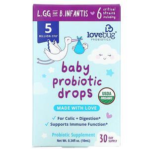 LoveBug Probiotics, Baby Probiotic Drops, 5 Billion CFU, 0.34 fl oz (10 ml) - HealthCentralUSA