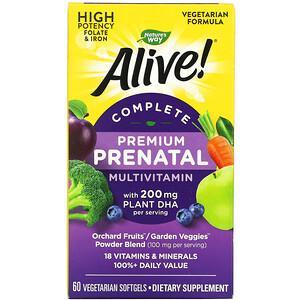 Nature's Way, Alive! Complete Premium Prenatal Multivitamin, 200 mg, 60 Vegetarian Softgels - HealthCentralUSA