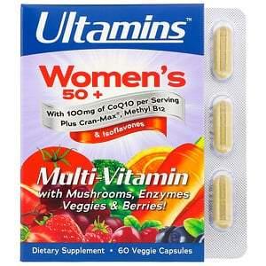 Ultamins, Women's 50+ Multivitamin with CoQ10, Mushrooms, Enzymes, Veggies & Berries, 60 Veggie Capsules - HealthCentralUSA