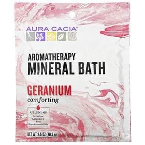 Aura Cacia, Aromatherapy Mineral Bath, Comforting Geranium, 2.5 oz (70.9 g) - HealthCentralUSA